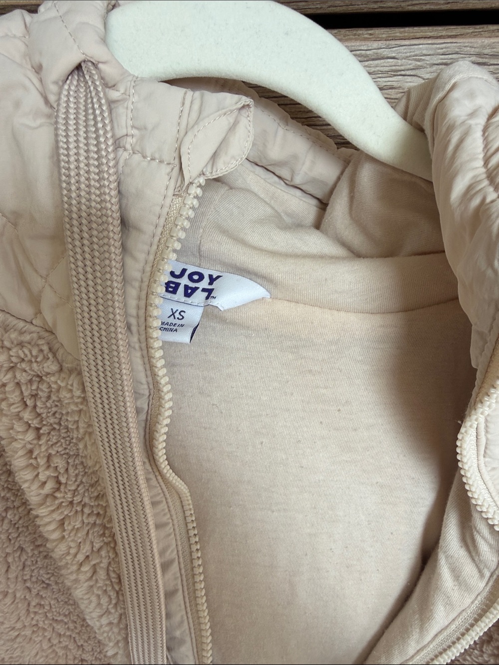 JoyLab Beige Teddy Jacket with Quilted Panels - Picture 2 of 4